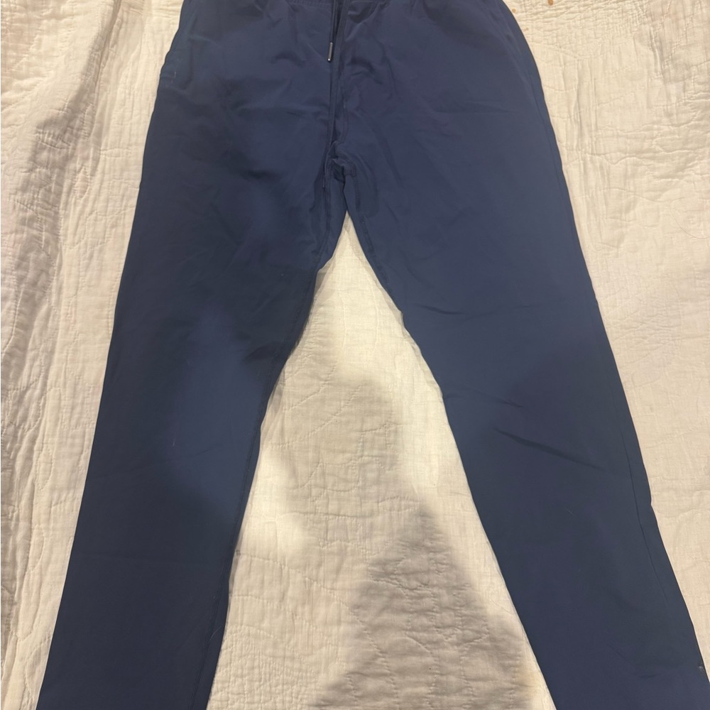 Blue Zyia Everywhere Pants with Straight Leg Cut and Casual Style